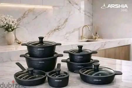 طقم حلل تيتانيوم دايموند أيرشا 16 قطعه - جديد متفتحش من الكرتونه