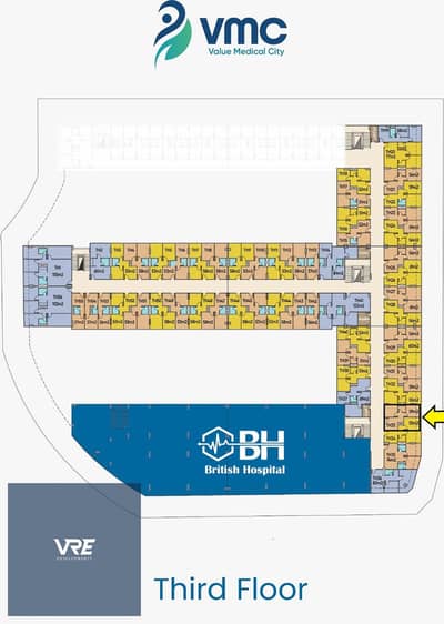 Clinic for sale in Al Shorouk, adjacent to the British Hospital | Frontage on Geneva Axis | In the largest medical city in East Cairo