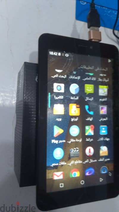 تابلت iku  T2 بالعلبه والماوس والكونفرته خطين وميمورى الباغه مشروخه