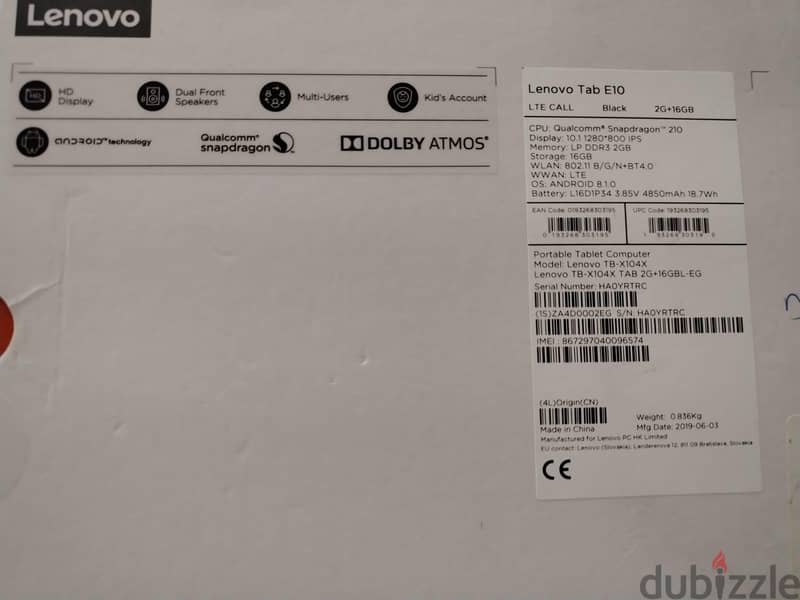 Lenovo tab E10 3