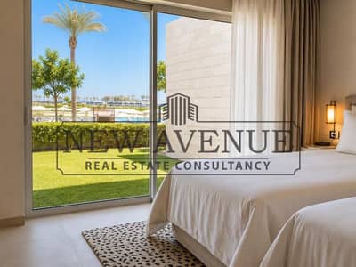 Sea View Bahary High-end furnishings Serviced Ground Chalet with garden on open view on Pool in Marassi in Address Beach North Coast by Emaar Misr
