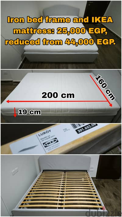 Iron bed frame Ikea  and Ikea mattress