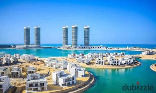 A Duplex for sale at the original price directly on the sea It features high-end hotel-style finishing ready to move in Mazarine Compound New Alamein