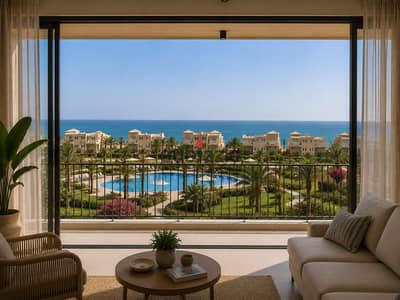 I will hand over a two-bedroom chalet for sale after 6 months, finished with a sea view in Ain Sokhna, Al-Igrarat village is operational.