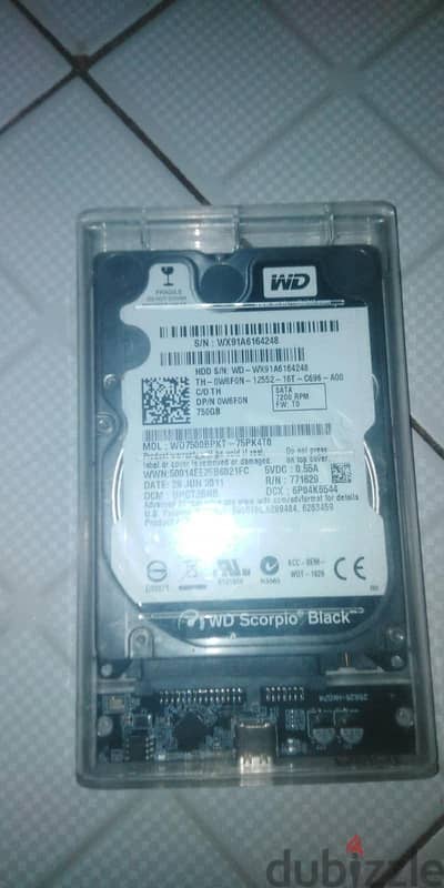 هرد WD black 750gbهلث100٪