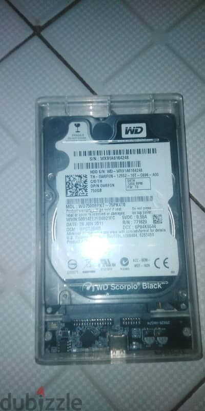 هرد WD black 750gbهلث100٪