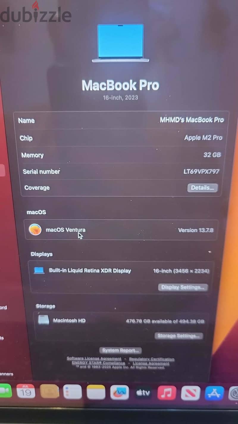 MacBook Pro M2 Pro 16 inch 32 ram 7