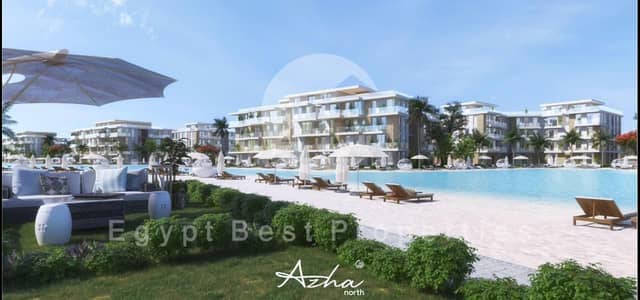 LAST SERVICED CHALET DIRECT SEA VIEW IN AZHA RAS AL HEKMA NORTH COAST WITH ONLY 5% DOWN PAYMENT OVER 10 YEARS