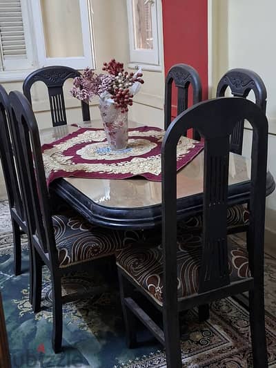 سفرة ٦ كراسي خشب زان