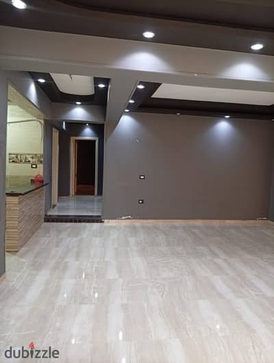 Basement apartment for rent in Al Narges 4, garden view, kitchen included, super lux finishing