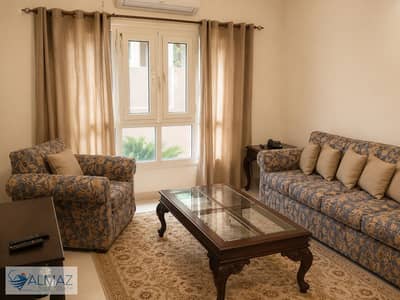 Fully furnished, air-conditioned studio apartment for rent behind Mirage City in New Cairo, near main roads.