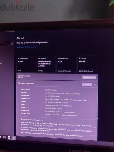 جهاز كمبيوتر i5 4670k 16gb ram rx 570 4gb