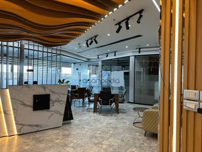 Fully Finished Office for Rent in North Plus New Cairo on North 90 Street Facing Waterway 2 with Prime Location Ready for Immediate Use | مكتب إداري