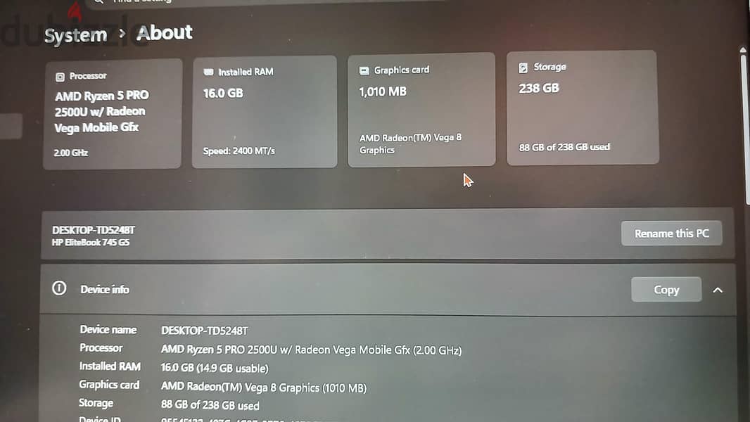 Hp EliteBook 745G5 5