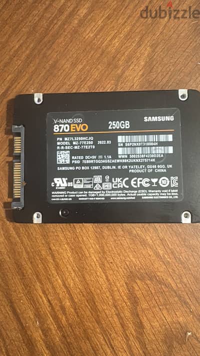 SSD Samsung Evo 870 250 GB