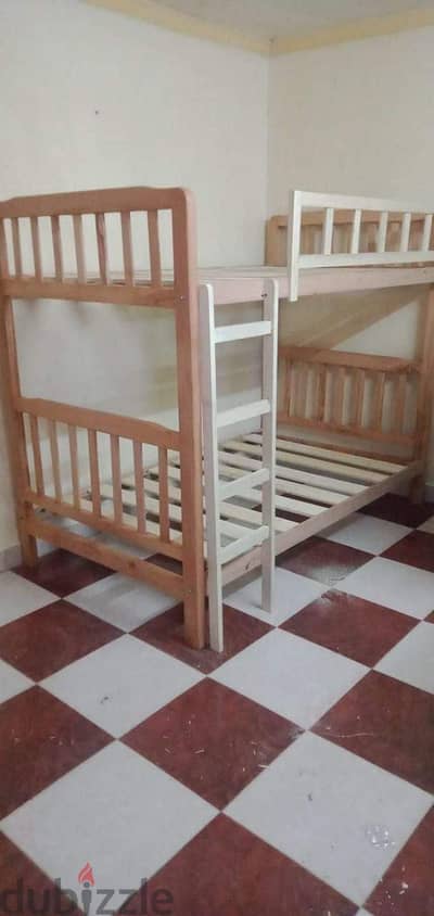 سرير خشب بملل والسلم والحاجز دورين Furniture oh