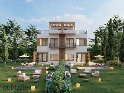Twin villa for sale, 245 sq m, in Girona Compound, a prestigious residential compound located in the heart of New Zayed. 10% down payment.
