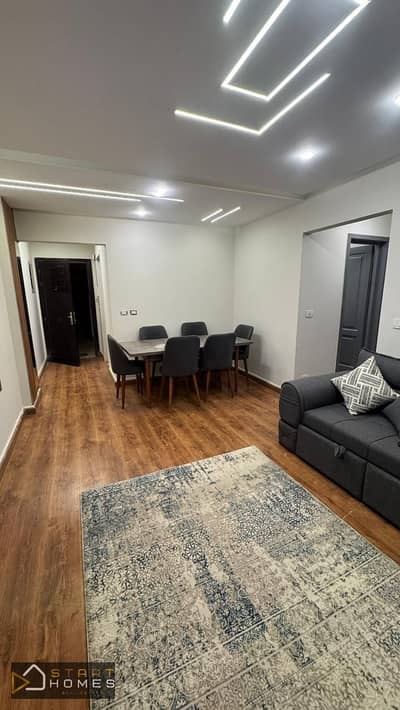 Furnished 80-square-meter, two-bedroom apartment for rent in Madinaty (B12); features custom finishes and a prime location near services and amenities