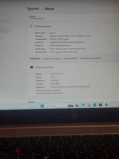 Hp EliteBook 850 g5 i7 gen8 تاتش اسكرين