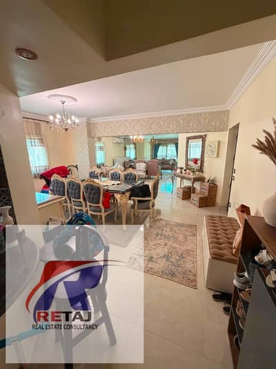 Registered apartment, built in 2011, 220 sq m, ready to move in, with luxurious finishing and a stunning garden view. Located near Genena Mall