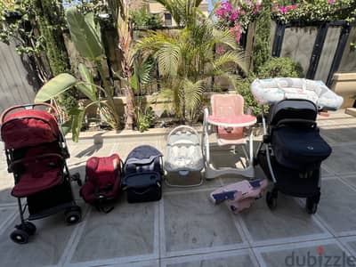 , Strolers , car seats , highchair bouncer