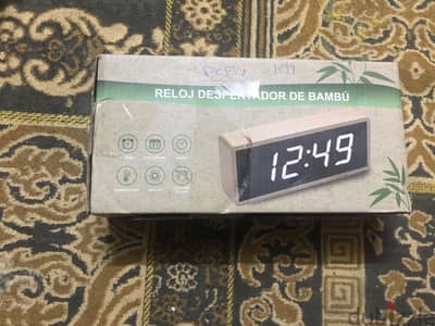 LED Digital Alarm Clock Mirror Double Screen Sound Control Wood Clock