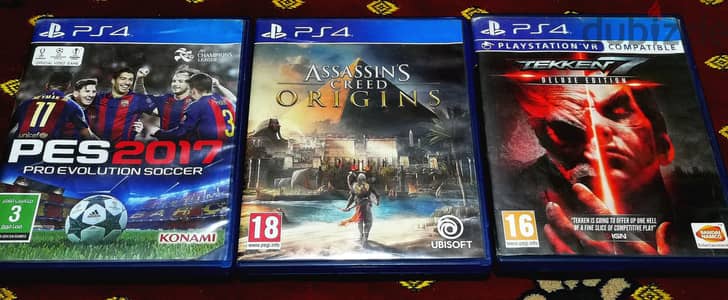 Assassin's Creed ORIGINS + PES 2017 + Tekken7 - PS4 Original CD - Used