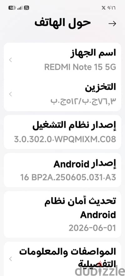 ردمى  نوت 15 مساحه 512موديل اخر بيع او بدل بايفون