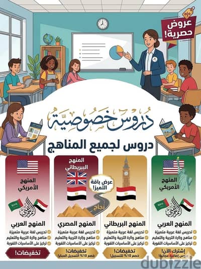 دروس خصوصية أونلاين (شرح ومتابعة للمواد الدراسية) لجميع المراحل