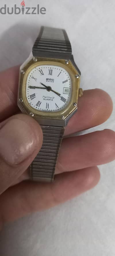 ساعة سويسرية كلاسيكية نادرة BWC Swiss Flatline II Quartz - حالة ممتازة