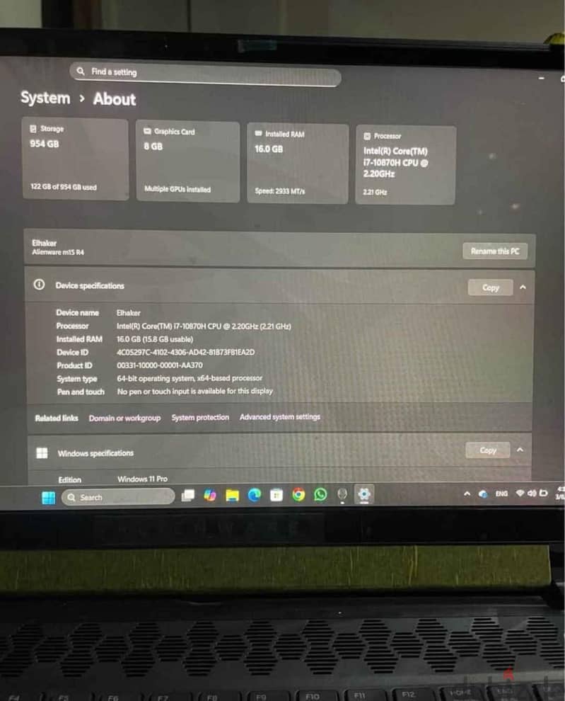 Dell Alienware M15 R4 3