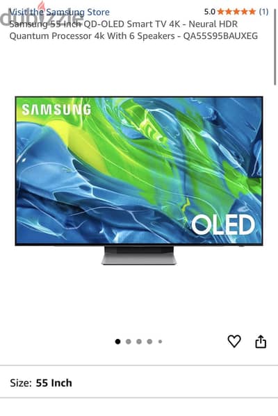 SAMSUNG 55 INCH OLED 4K HDR SMART TV QA55S95B