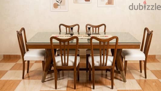 غرفة سفرة كلاسيك بحالة ممتازة (ترابيزة 6 كراسي + بوفيه) |  Dining Room