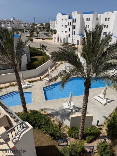 Luxury chalet for rent in Marassi North Coast village overlooking the swimming pool
