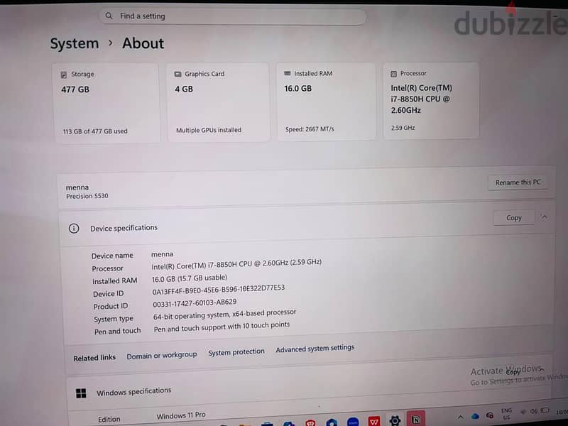 laptop  Dell precision5530 4