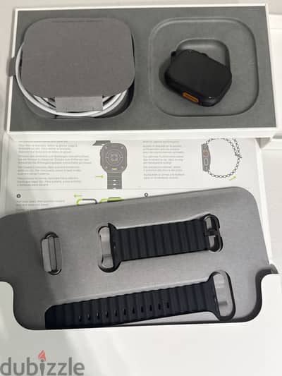 Apple Watch Ultra 3 , battery 100 , black ocean strap , black titanium