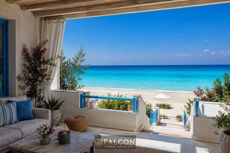 Beachfront villa, fully furnished with appliances, kitchen & ACs, immediate delivery, ready in Marina 5, North Coast, near Rixos.