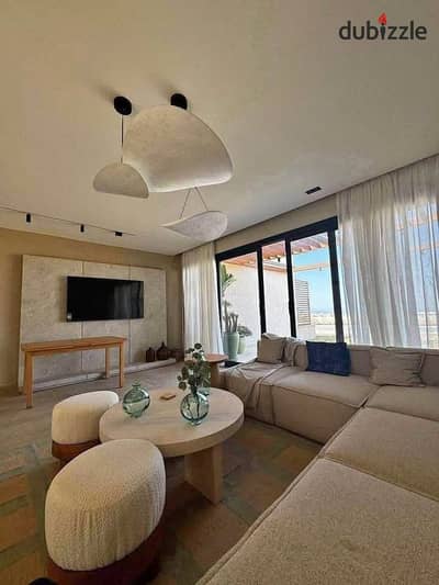 شالية للبيع متشطب بالتكييفات دابل فيوعلي البحر و اللاجون بخصم 40 % في ( DOSE North Coast )