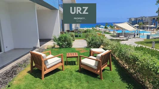 First-row ground-floor chalet with garden fully finished + ACs panoramic view 10-year installments near Azha The Med Telal & Silver Sands.
