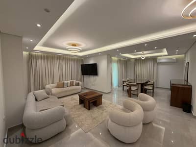 Furnished apartment first rental in a hotel-style modern building 2025 for monthly rent in Nasr City between Abbas and Makram, close to all services, malls, cafes, restaurants, and hospitals. Tourist area 3 rooms 2 bathrooms spacious reception fully air-conditioned high-speed Wi-Fi private intercom for the apartment chic building