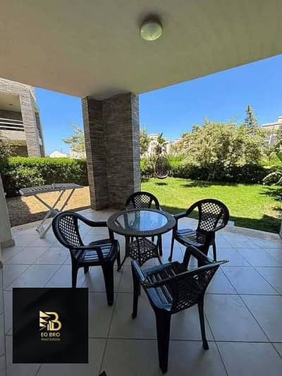 Fully Furnished Ground Floor Chalet with Private Garden for Rent in Amwaj, Sidi Abdel Rahman, North Coast - Direct Pool View