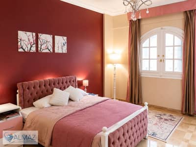 Fully furnished and air-conditioned apartment for rent in Al Yasmin 3 Villas, First Settlement, directly near Al Sadat Axis and North 90th Street.