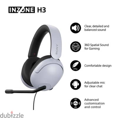 Sony INZONE H3 Wired Gaming Headset , Black White - MDR-G300