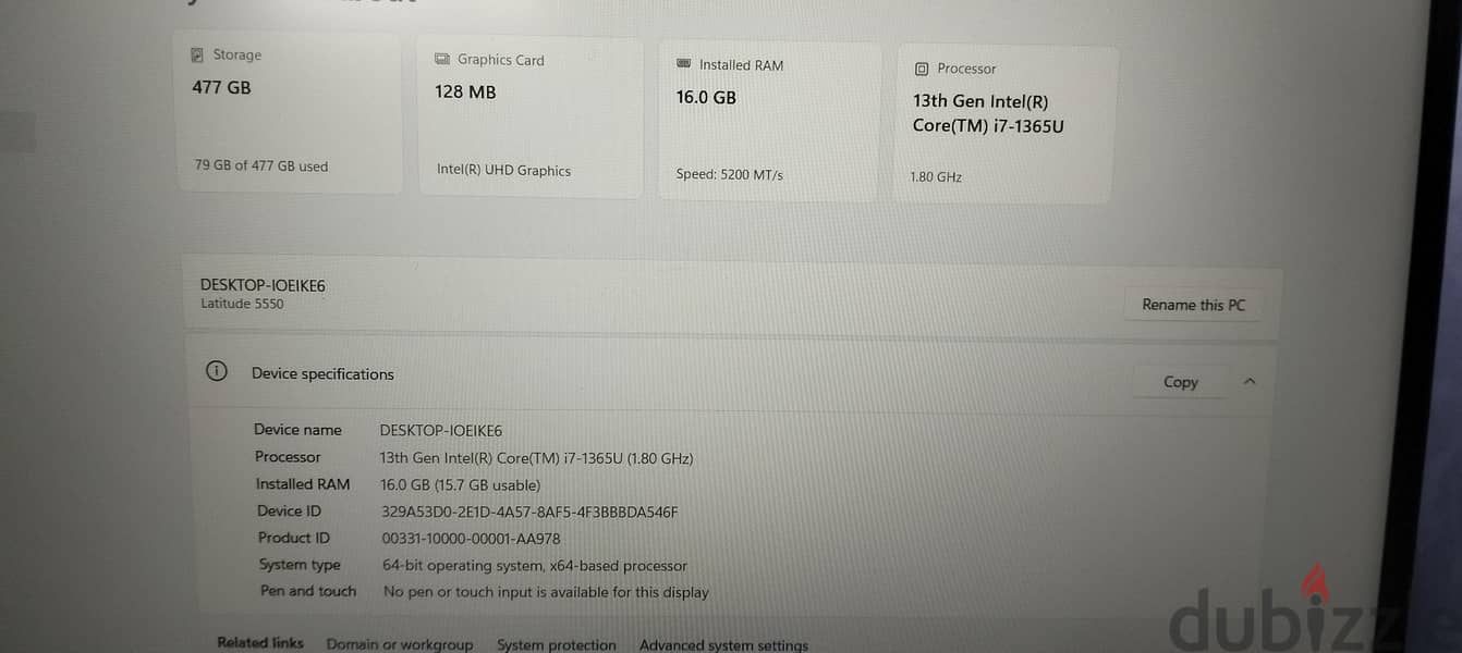 Dell latitude 5550 i7 13 7