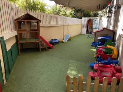 Licensed nursery for rent between Triumph Square and Al-Ghabah Club, Heliopolis, 120 m with a private garden of 60 m and a private entrance, super lux
