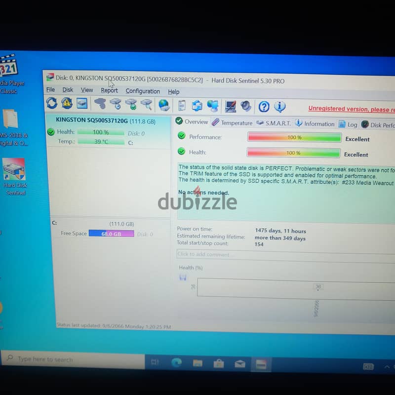 Ssd Kingston 120 health 100% 2