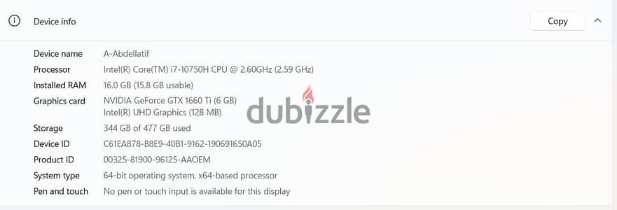 لابتوب dell هارد SSD مناسب للبرامج والجيمينج