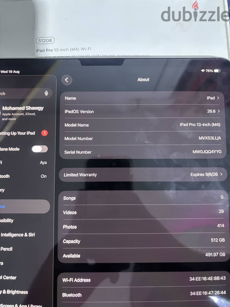 Ipad pro m4.512g 7