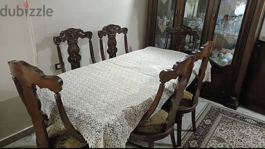 سفرة كلاسيك خشب زان أصلي 8 كراسي بالنيش (طقم فخم) للبيع