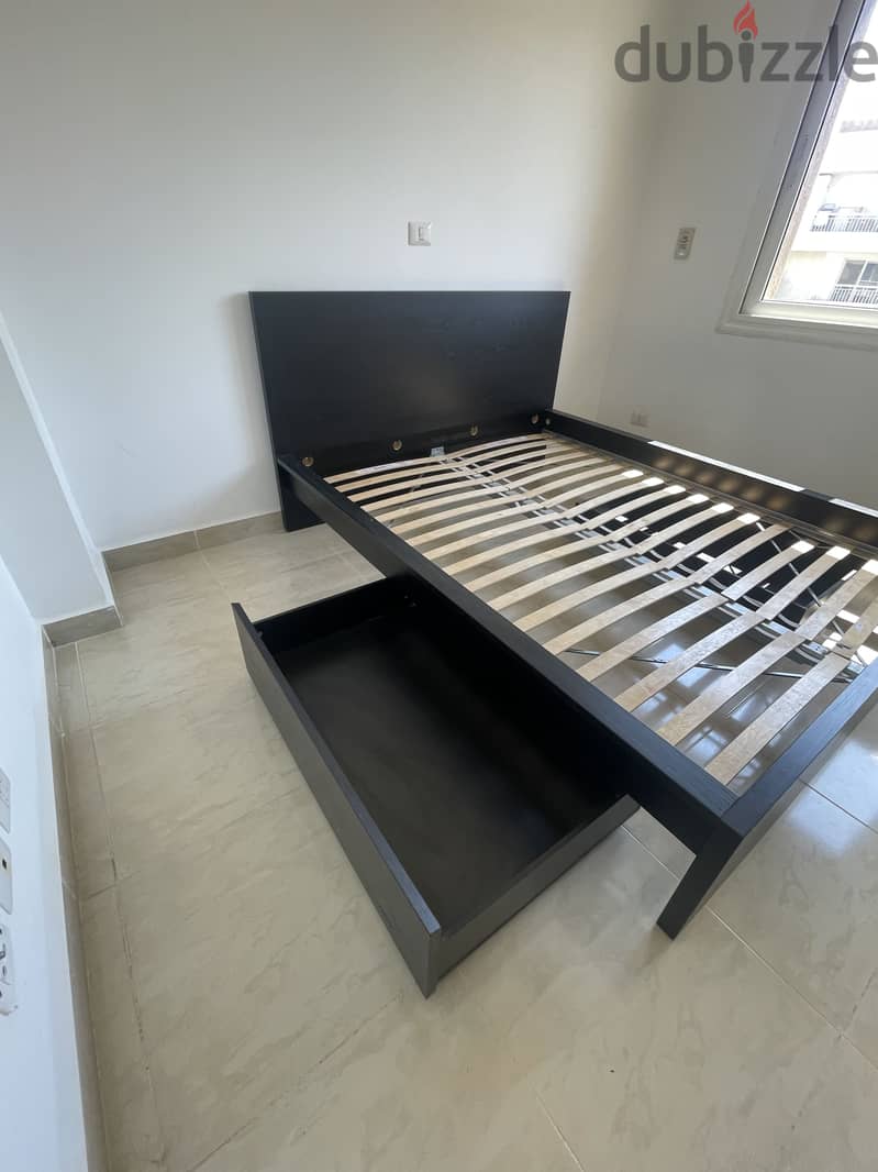 Ikea bed frame with 2 drawers 2